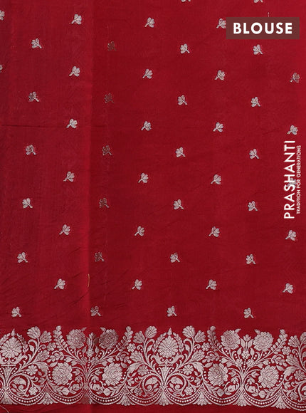 Banarasi poona silk saree cs blue and red with allover zari weaves and zari woven border