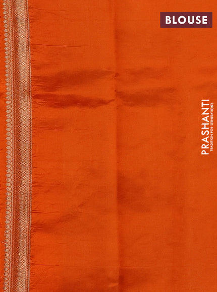 Banarasi poona silk saree orange with allover zari weaves and zari woven border