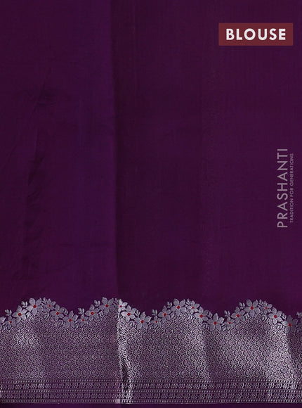 Banarasi poona silk saree rani pink and violet with thread & zari woven floral buttas and zari woven border