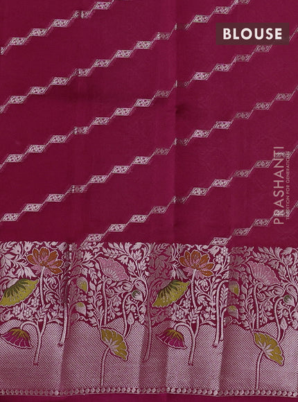 Banarasi poona silk saree pink with zari woven buttas and long zari woven border