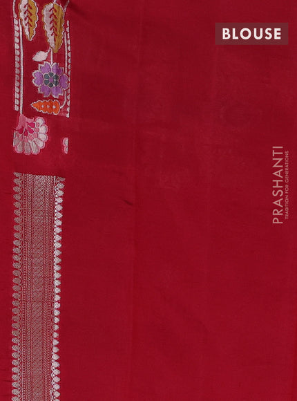 Banarasi poona silk saree maroon with zari woven buttas and floral design zari woven border