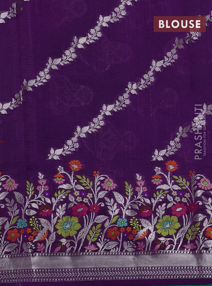 Banarasi poona silk saree teal green with zari woven buttas and floral design zari woven border