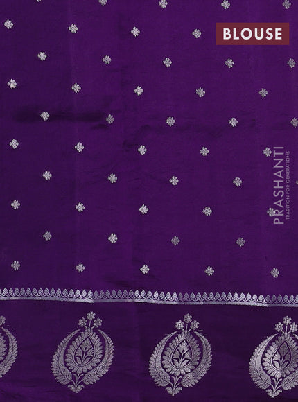 Banarasi poona silk saree green and violet with allover zari weaves & buttas and zari woven butta border