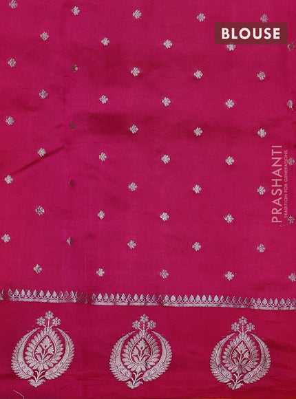 Banarasi poona silk saree orange and pink with allover thread & zari weaves and zari woven butta border