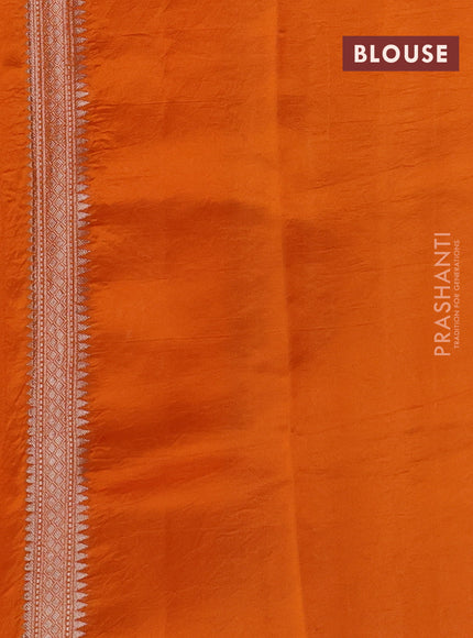 Banarasi poona silk saree orange with allover zari woven buttas and zari woven border