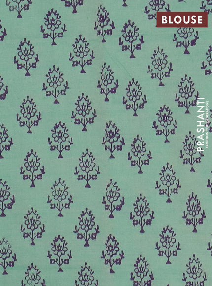 Semi silk cotton saree purple and teal green with annam butta prints and butta printed border