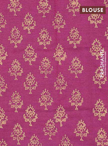 Semi silk cotton saree sandal and wine shade with leaf butta prints and printed border