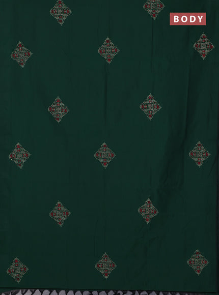 Semi silk cotton saree green and beige with rangoli butta prints and butta printed border