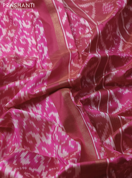Pochampally silk saree pink with allover ikat weaves and ikat woven zari border