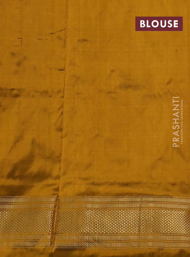 Pochampally silk saree blue cs blue and dark mustard with allover ikat weaves and zari woven border