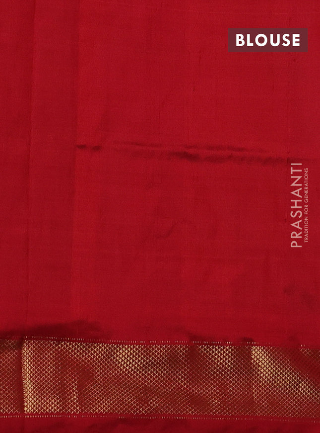 Pochampally silk saree black and kumkum red with allover ikat weaves and zari woven border
