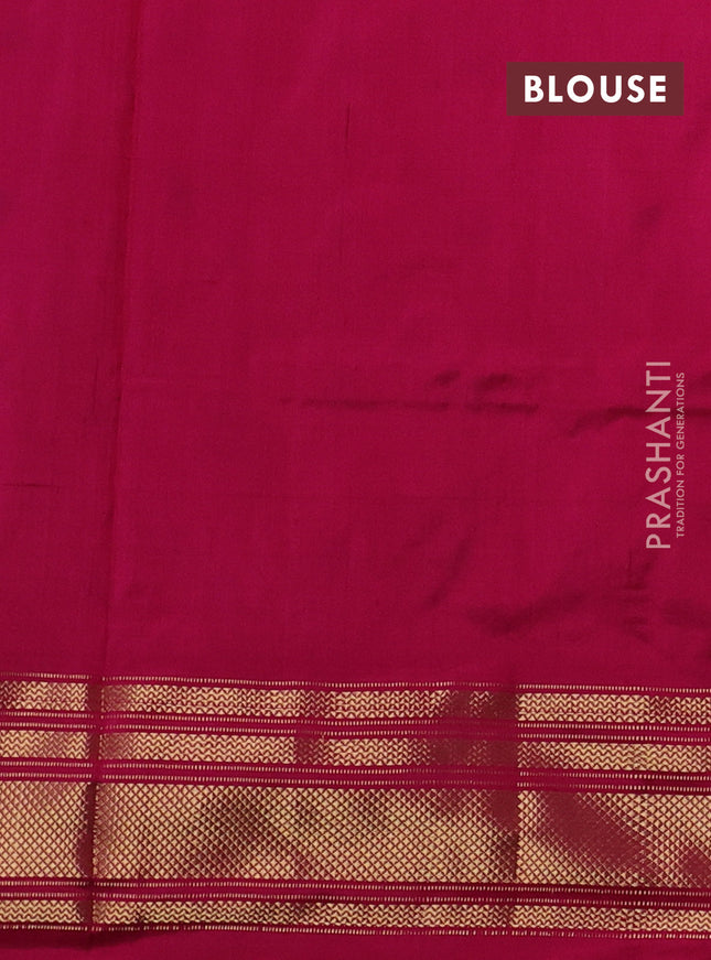 Pochampally silk saree orange and magenta pink with allover ikat weaves and zari woven border
