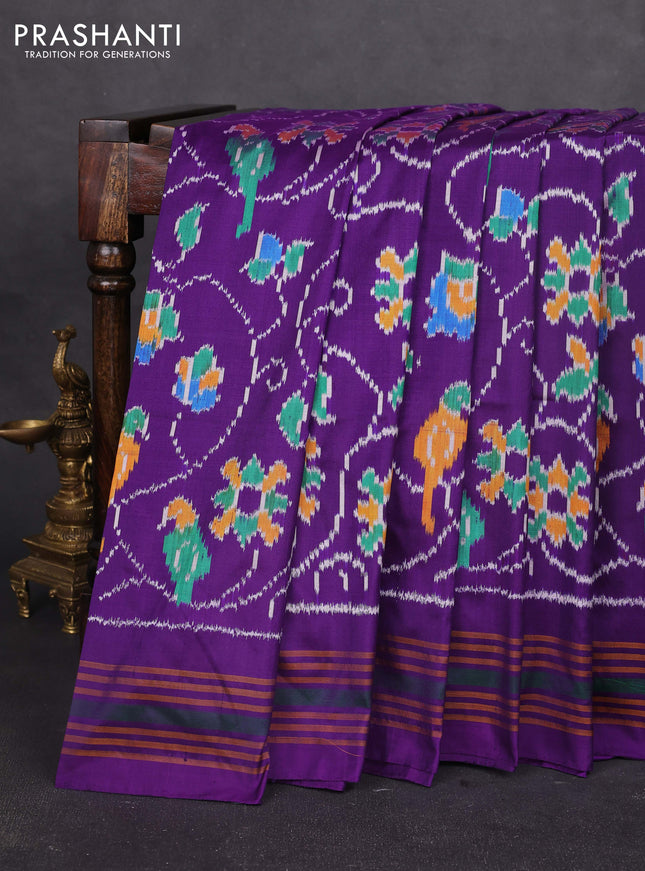 Pochampally silk saree violet with allover ikat weaves and simple border