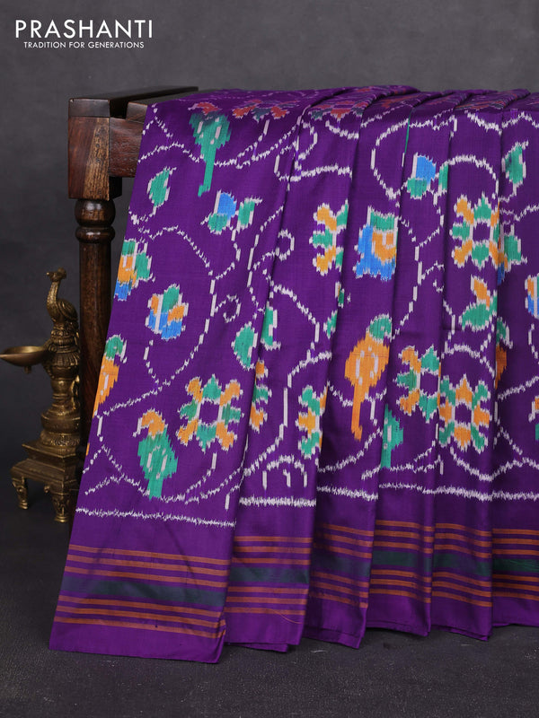 Pochampally silk saree violet with allover ikat weaves and simple border