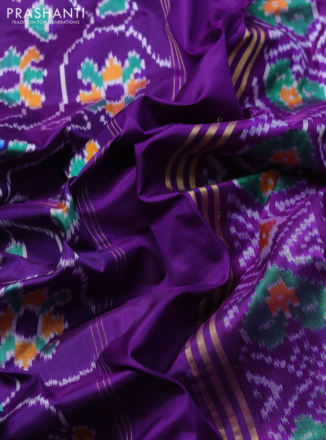 Pochampally silk saree violet with allover ikat weaves and simple border