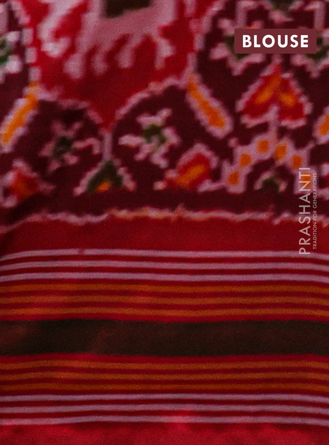 Pochampally silk saree maroon and red with allover patola weaves and simple border