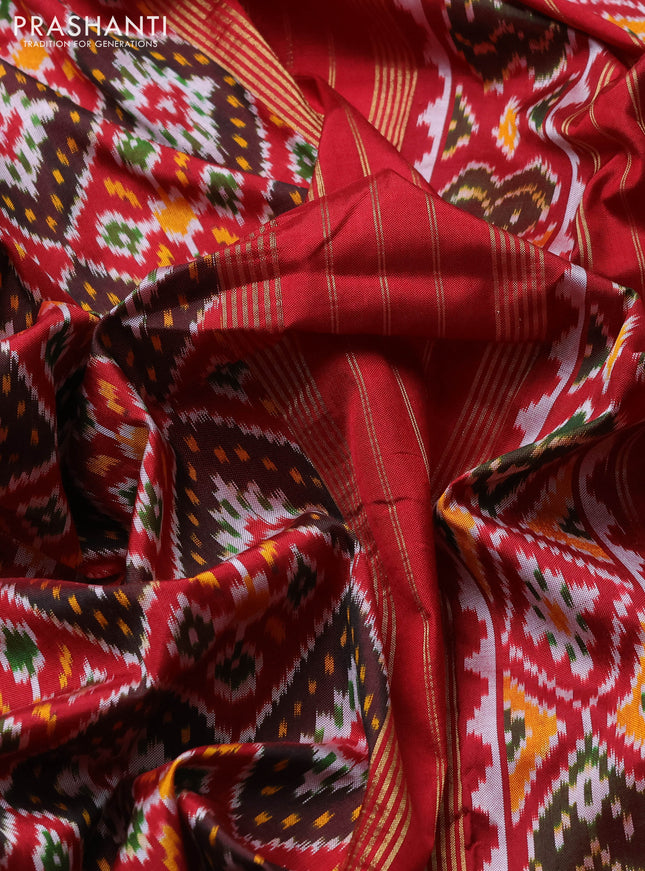 Pochampally silk saree deep maroon and maroon with allover ikat weaves and zari woven border
