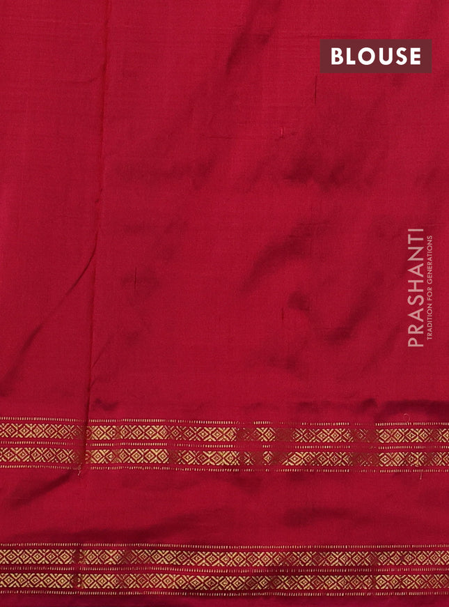 Pochampally silk saree green and pink with thread woven buttas and zari woven ikat border