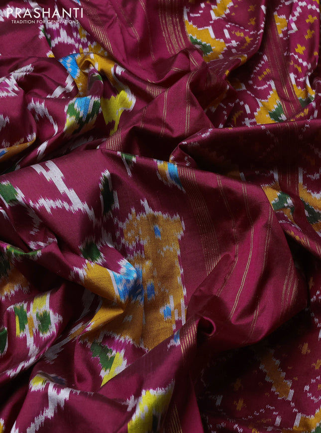 Pochampally silk saree maroon with allover patola weaves and zari woven border