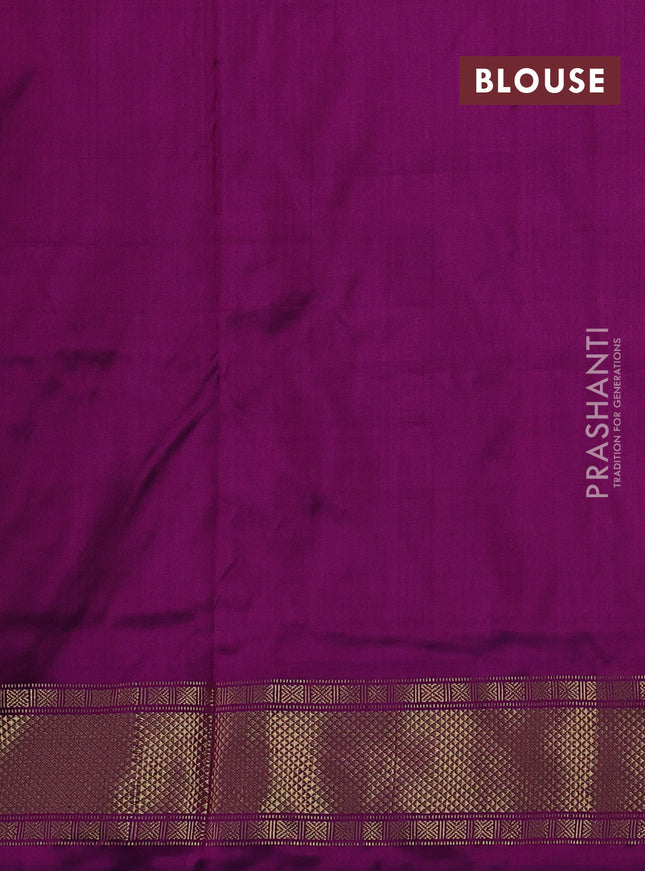 Pochampally silk saree blue and purple with allover ikat weaves and zari woven border