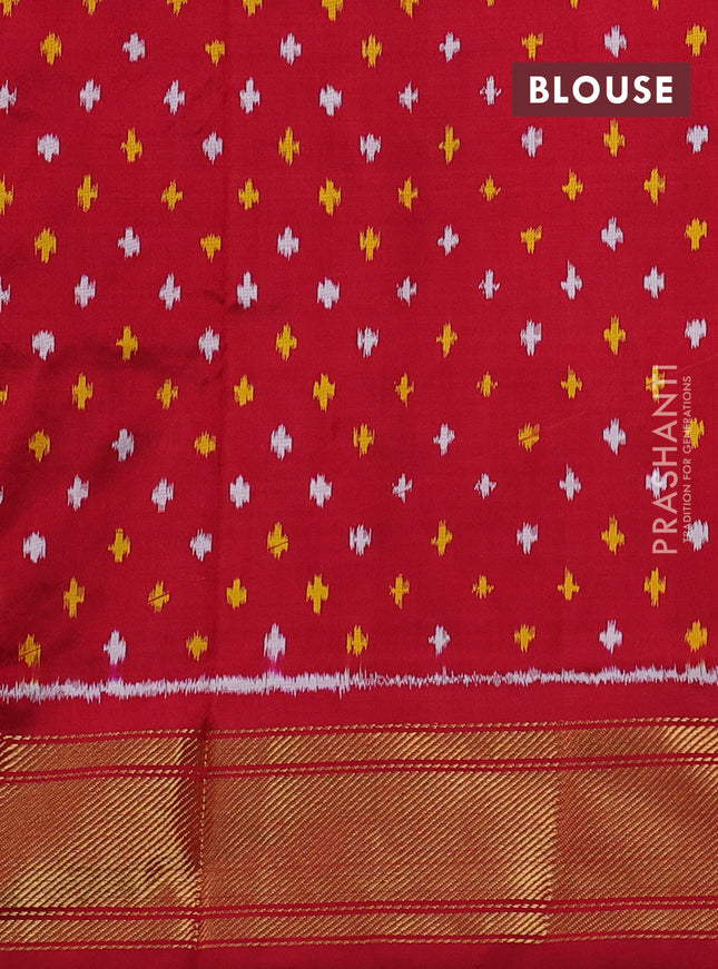 Pochampally silk saree cream and maroon with allover ikat weaves and zari woven border