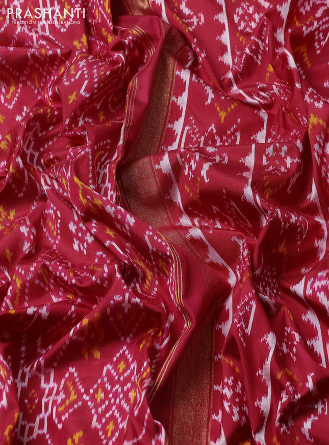 Pochampally silk saree red with allover ikat weaves and ikat woven border