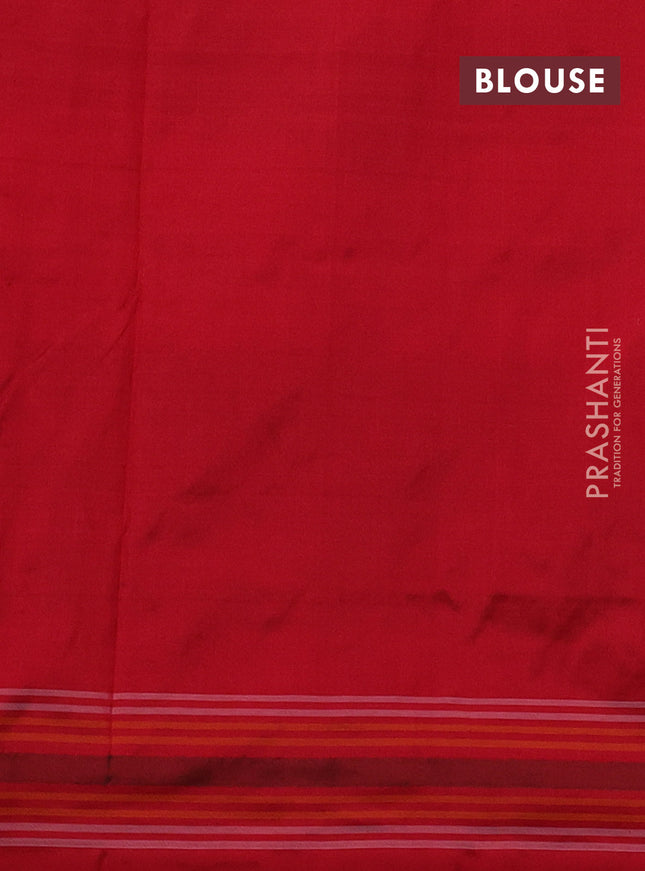 Pochampally silk saree multi colour and red with allover ikat weaves and rettapet border