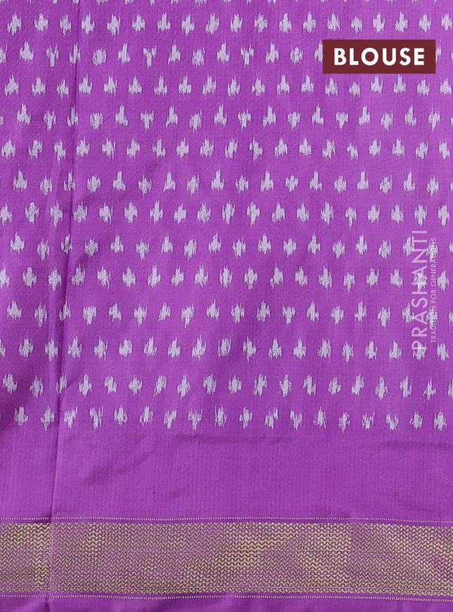 Pochampally silk saree purple and cream with allover ikat weaves and long ikat woven zari border