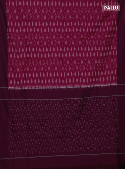 Ikat cotton saree pink and wine shade with allover ikat weaves and simple border