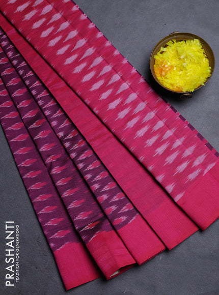Ikat cotton saree purple and pink with allover ikat weaves and simple border