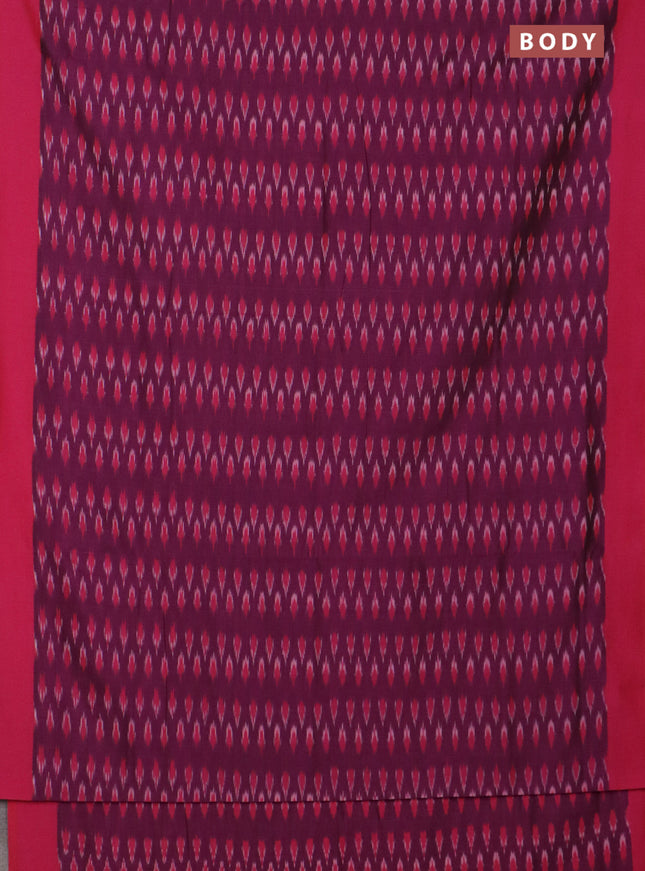 Ikat cotton saree purple and pink with allover ikat weaves and simple border