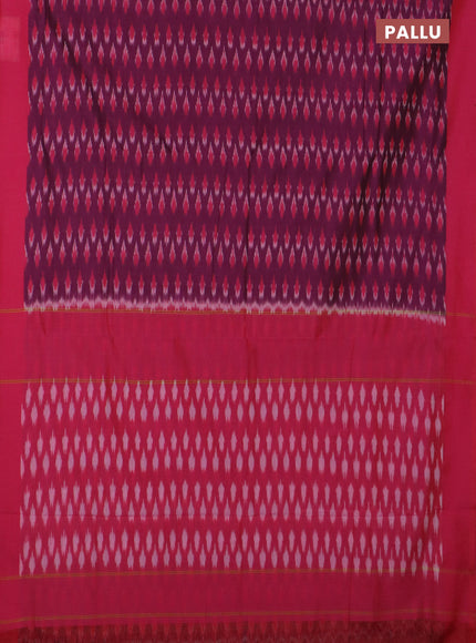 Ikat cotton saree purple and pink with allover ikat weaves and simple border
