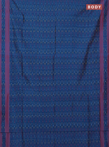 Ikat cotton saree peacock blue and dual shade of maroon with allover ikat weaves and rettapet ikat border