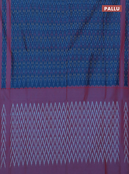 Ikat cotton saree peacock blue and dual shade of maroon with allover ikat weaves and rettapet ikat border