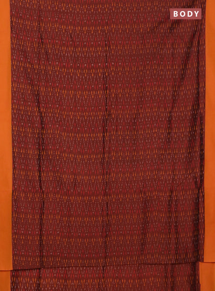 Ikat cotton saree rust shade and mango yellow with allover ikat weaves and simple border