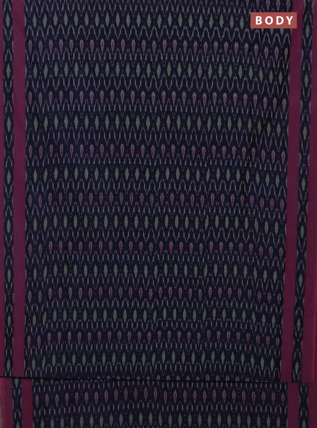 Ikat cotton saree navy blue and mauve pink with allover ikat weaves and rettapet ikat border