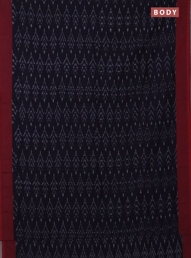Ikat cotton saree navy blue and maroon with allover ikat weaves and simple border