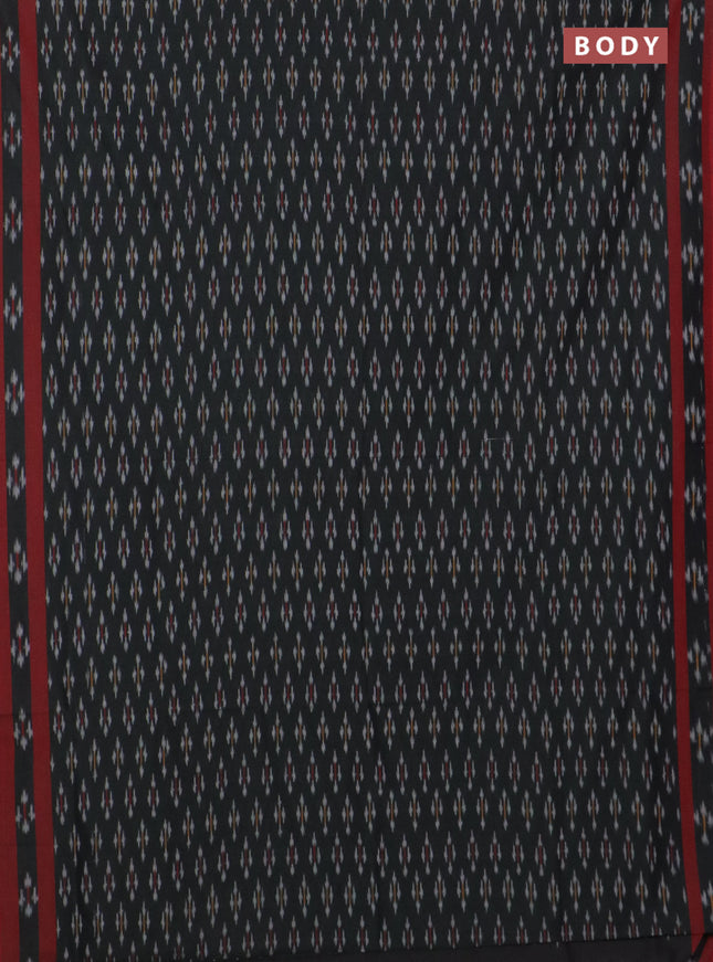 Ikat cotton saree black shade and red with allover ikat butta weaves and rettapet ikat border