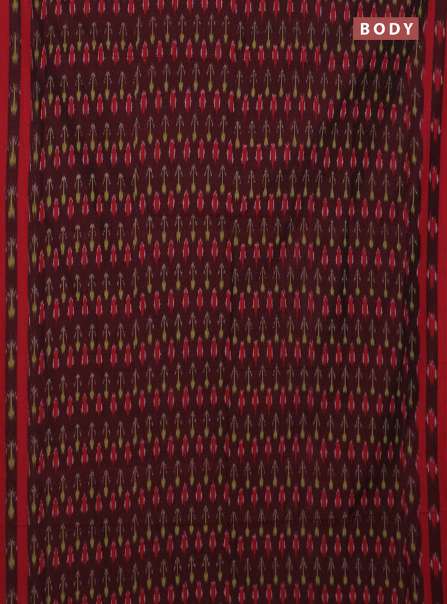 Ikat cotton saree deep maroon and red with allover ikat butta weaves and rettapet ikat border