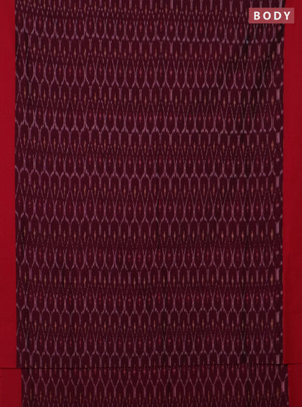 Ikat cotton saree wine shade and red with allover ikat weaves and simple border