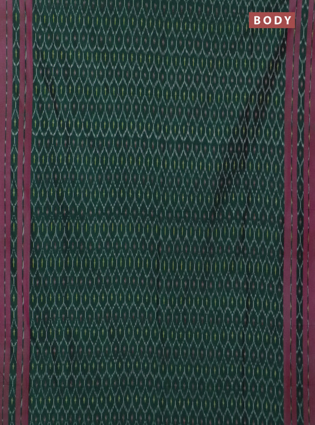 Ikat cotton saree bottle green and purple with allover ikat weaves and rettapet ikat border