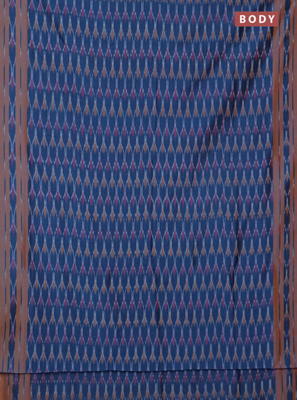 Ikat cotton saree peacock blue shade and dual shade of dark mustard with allover ikat weaves and rettapet ikat border