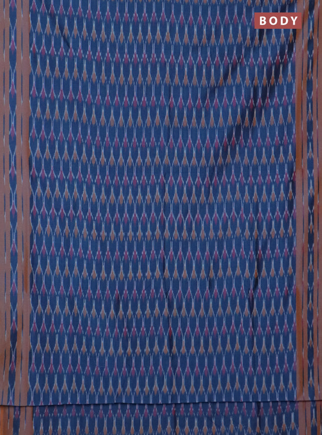 Ikat cotton saree peacock blue shade and dual shade of dark mustard with allover ikat weaves and rettapet ikat border