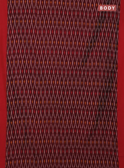 Ikat cotton saree deep maroon and maroon with allover ikat weaves and simple border