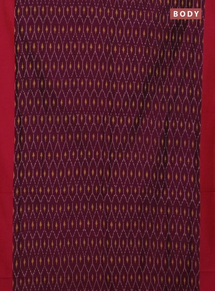 Ikat cotton saree wine shade and maroon with allover ikat weaves and simple border