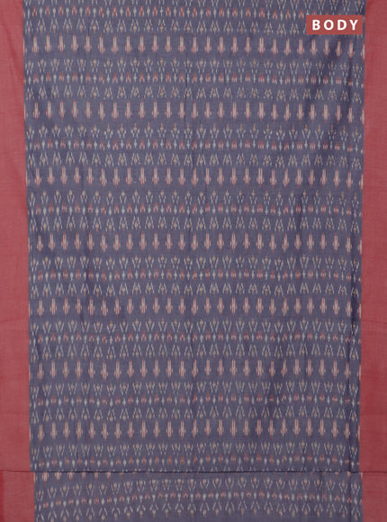 Ikat cotton saree blue and red shade with allover ikat weaves and simple border