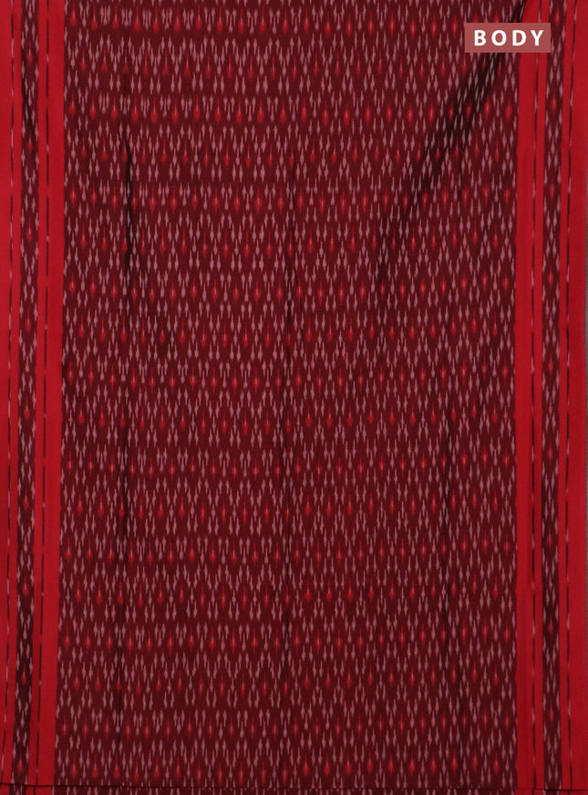 Ikat cotton saree maroon and red with allover ikat weaves and rettapet ikat border