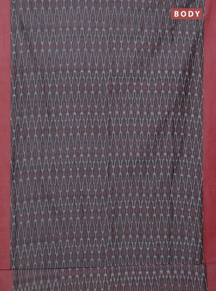 Ikat cotton saree grey and red shade with allover ikat weaves and simple border