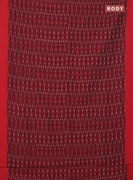 Ikat cotton saree maroon and red with allover ikat weaves and simple border