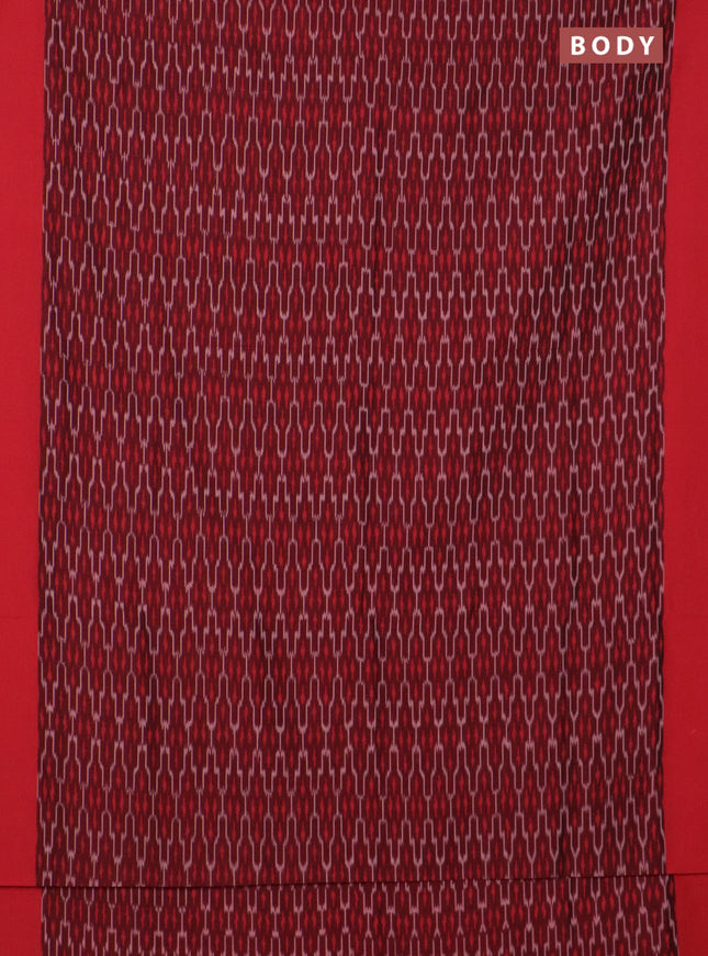 Ikat cotton saree maroon and red with allover ikat weaves and simple border
